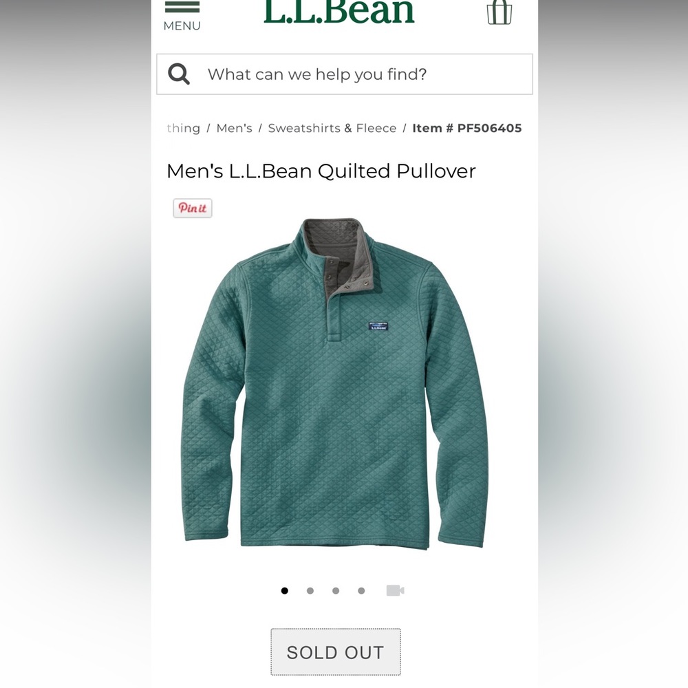 Men’s L.L Bean quilted pullover